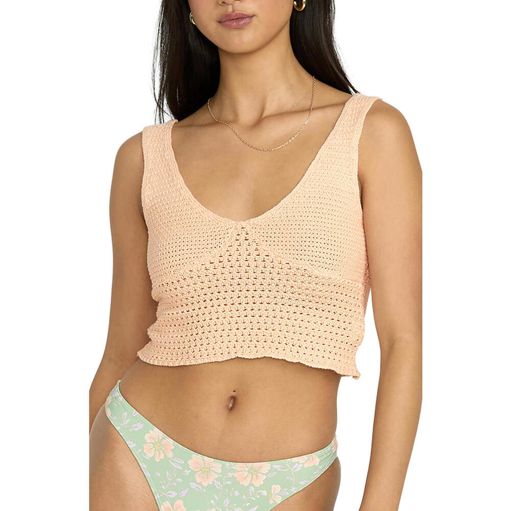 NWT! Billabong Cade Open Stitch Sweater Tank in Light Peach Size Small